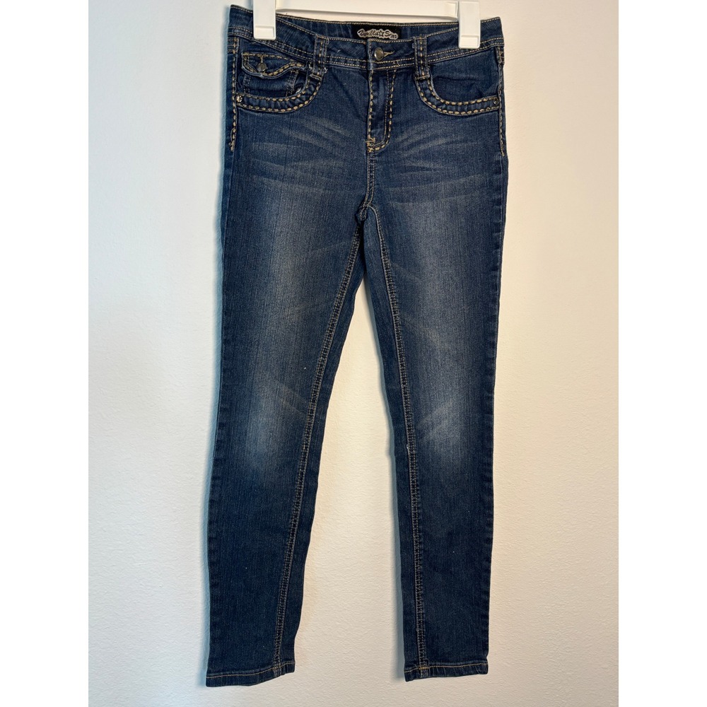 Vanilla Star Girls Skinny Jeans Dark Wash Contrast Stitch Size 14 411A1171